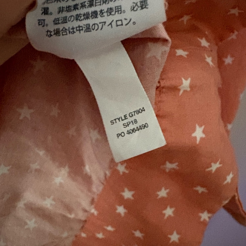 XS Madewell Coral Peach All Over Star Scatter Novelty Print Cotton Wrap Top - Picture 6 of 7